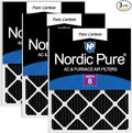 Nordic Pure 12x25x1 (Actual Size: 11 3/4 x 24 3/4 x 3/4) Pure Carbon Pleated Odor Reduction Furnace Air Filters 3 Pack