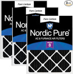 Nordic Pure 12x20x1 (Actual Size: 11 1/2 x 19 1/2 x 3/4) Pure Carbon Pleated Odor Reduction Furnace Air Filters 3 Pack