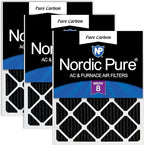 Nordic Pure 12x24x1 (Actual Size: 11 1/2 x 23 1/2 x 3/4) Pure Carbon Pleated Odor Reduction Furnace Air Filters 3 Pack