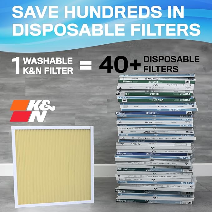 K&N 14x30x1 HVAC Furnace Air Filter, Lasts a Lifetime, Washable, Merv 11, the Last HVAC Filter You Will Ever Buy, Breathe Safely at Home or in the Office, HVC-11430