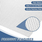 uxcell 8 Mesh 39" x 12" Woven Wire Mesh, 304 Stainless Steel Air Vent Filter Screen, Window Screen Mesh for DIY Projects Vents Cover Filtration Animals Fence