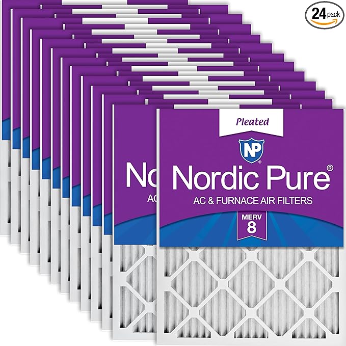 Nordic Pure 18x18x1 (Actual Size: 17 3/4 x 17 3/4 x 3/4) Pleated MERV 8 Air Filters 24 Pack