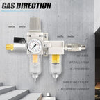 1/4" NPT Air Drying System, Double Air Filters with 150 PSI Gauge and Valve Shut Off Switch for Plasma Cutter and Paint Spray, Manual Drain