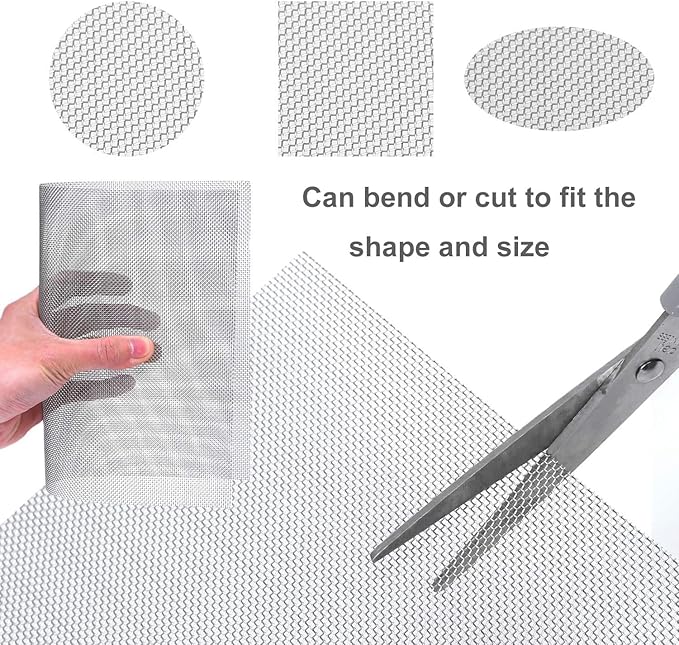 Stainless Steel Woven Wire Mesh 304 Stainless Steel Woven Wire, 80 Mesh Fly Mosquito Net, Fine Screen Mesh, Rodents Garden Insect Screen, for Vent, Filter, Window