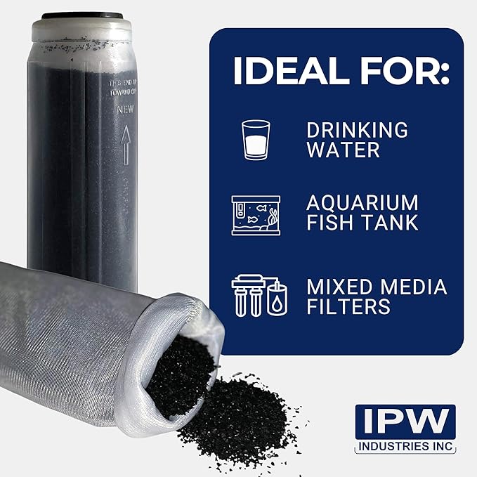 IPW Industries Bulk Activated Carbon - Coconut Shell Granular Activated Charcoal (GAC) for Water Filtration - Replacement Media for Pre and Post Carbon Water Filters (4 lbs)