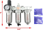 3/8" NPT Mid Flow Filter Regulator Coalescing Desiccant Dryer System For Compressed Air Lines, Poly Bowls, Great For Paint Spray And Plasma Cutter (MANUAL DRAIN)