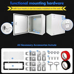 Outdoor Electrical Box, Steel Junction Box 24X16X10'', NEMA 4X Electrical Enclosure Box IP66 Waterproof & Dustproof, Universal Electrical Project Box with Lock & Mounting Plate