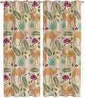 2 Panel Kitchen Cafe Curtains, Desert Camels Sunlight Filtering Nature Air Through, Home Decor Window Covering Tier Curtains for Living Room 80W x 84L inch Vintage Sand Animals Aloe Vera Leaves Beige