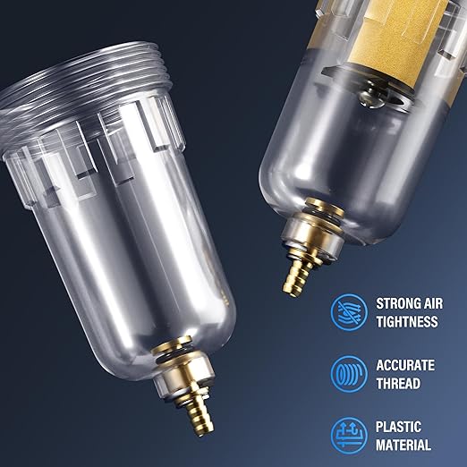 TAILONZ PNEUMATIC 1/4 Inch NPT 3 in 1 Air Filter Pressure Regulator Combo Piggyback, Air Tool Compressor Filter with Gauge AF2000+AF2000+AR2000