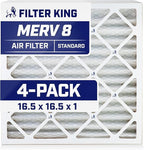 Filter King 16.5x16.5x1 Air Filter | 4-PACK | MERV 8 HVAC Pleated A/C Furnace Filters | MADE IN USA | Actual Size: 16.5 x 16.5 x .75"