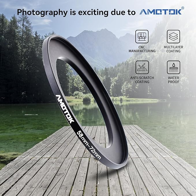 58mm to 72mm Camera Filters Ring Compatible All 58mm to 72mm UV CPL ND Filter Accessory and Lens Hood