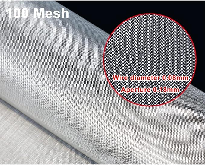 304 Stainless Steel Wire Mesh 100 Mesh Screen Sheet, Woven Metal Filter Cloth, Precision Filtration Fabric, Utility Panel for Kitchen Workshop, Easy Trim Design