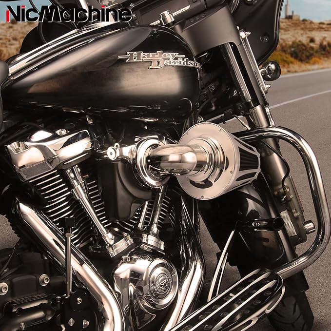 Big Sucker cone Air filter intake for harley air Cleaner Sportster Softail fatboy heritage dyna touring street road king Glide (Deep style -Chromed, TypeB: Touring 01-07, Softail Dyna 99-15)