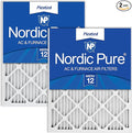 Nordic Pure 25x25x1 (Actual Size: 24 1/2 x 24 1/2 x 3/4) Pleated MERV 12 Air Filters 2 Pack
