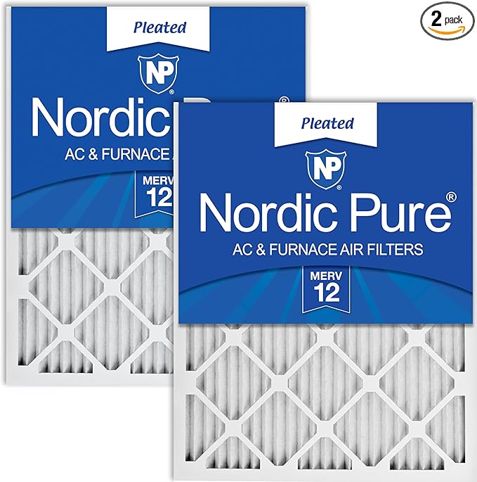 Nordic Pure 18x25x1 (Actual Size: 17 1/2 x 24 1/2 x 3/4) Pleated MERV 12 Air Filters 2 Pack