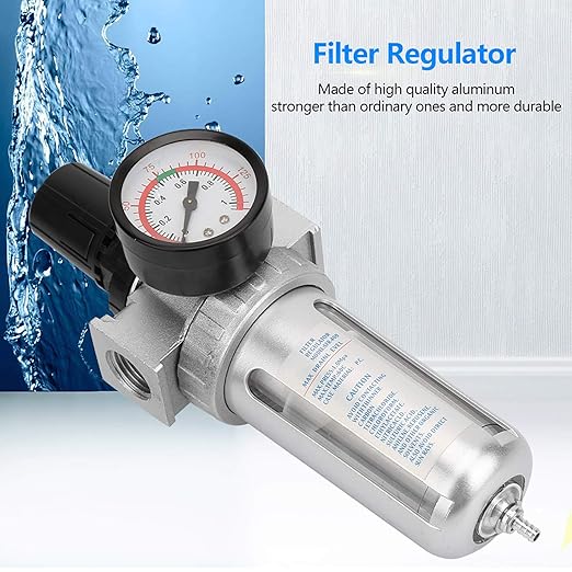 1/2" Air Filter Regulator - Air Compressor Water Trap Filter Regulator - with Mount Connection - Aluminum