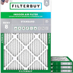 Filterbuy 17.5x21x1 Air Filter MERV 8 Essential Dust & Allergy Defense (4-Pack), Electrostatic Pleated HVAC AC Furnace Filters Replacement, Made in USA (Actual Size: 17.50 x 21.00 x 0.75)