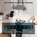 Wall Mount 36 Inch Range Hood 900 CFM, Ductless/Ducted Convertible Kitchen Hood, 3-speed Gesture Sensing & Touch Control, Stainless Steel Kitchen Vent Hood with Permanent Baffle Filters