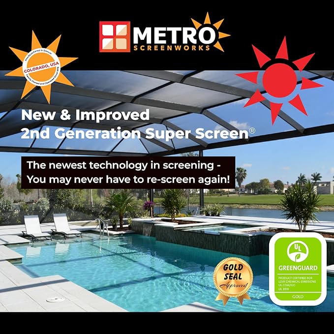 Pet & Weather Resistant Insect Screen - 17/14 Super Screen (108 in x 100 ft) - Mesh Screen for Patio Porch Pool Cage & Lanai - Replacement Screen Roll, Black - Dog & Cat Proof Screens for Windows