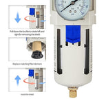 BLCH 1/2" NPT Air Compressor Filter - Air Pressure Regulator Filter Combo,Compressed Air Dryer AW4000-04 Semi-Auto Drain Poly Bowl Gauge 0-160 PSI 5μm
