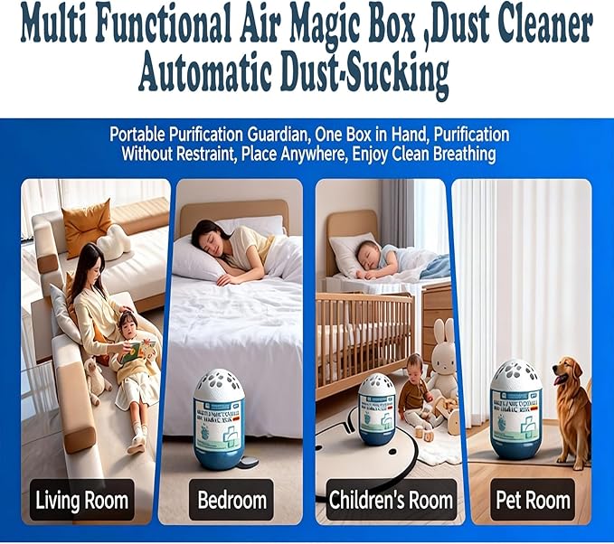 Indoor Air Purification Dust Removal Magic Box,Multi Functional Air Magic Box Dust Cleaner,Automatic Dust-Sucking,Plant-Based,No Electricity & Noise,Ues For Any Room,Day And Night