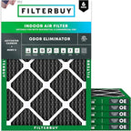 Filterbuy 22x24x1 Air Filter MERV 10 Odor & Allergy Defense with Activated Carbon (6-Pack), Electrostatic Pleated HVAC AC Furnace Filters Replacement, Made in USA (Actual Size: 21.50 x 23.50 x 0.75)