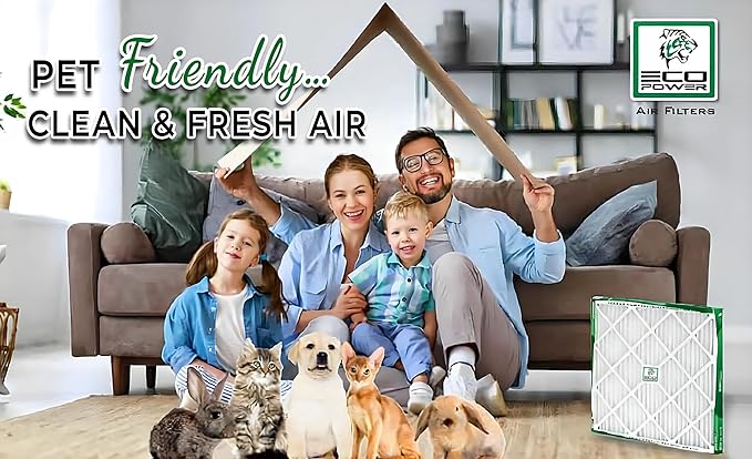 20x20x1 ECO POWER Air Filter MERV 10, Pleated HVAC AC Furnace Air Filters Replacement, Comparable to MPR 1000 & FPR 7 (Actual Size: 19.6 x 19.6 x 0.75 Inches), SB3334