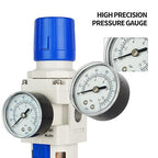 BLCH 3/8" NPT Air Dryer - Air Pressure Regulator, Air Compressor Filter AW3000-03 Semi-Auto Drain Poly Bowl Gauge 0-160 PSI 5μm Brass