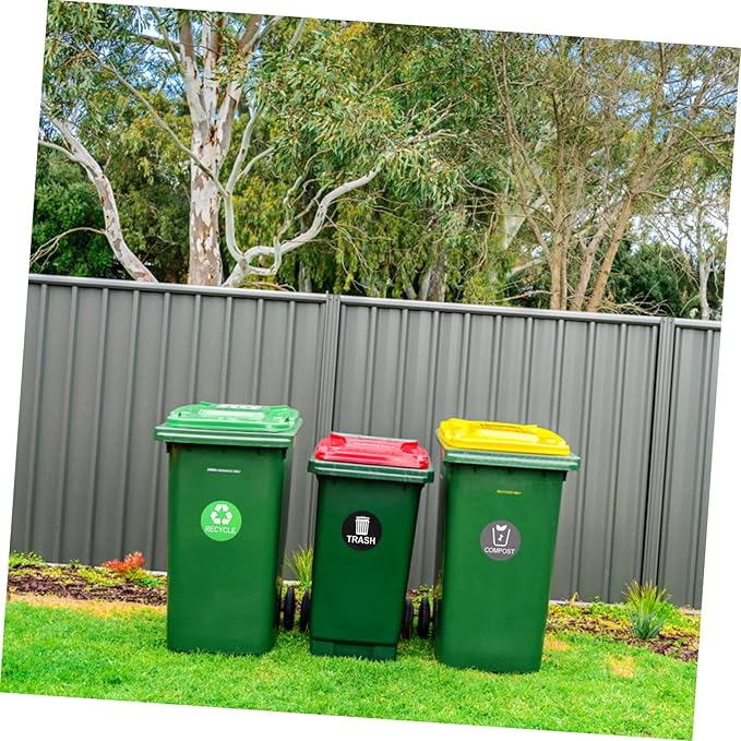 Garbage Can Recycling Stickers 9pcs Waste Sorting Decals Removable Adhesive Black Small Trash Can