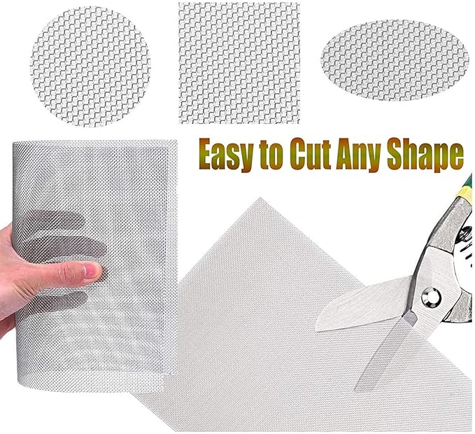Stainless Steel Woven Wire Mesh 304 Stainless Steel Insect Screen Mesh, 20 Mesh 120 Mesh Air Vent Mesh Metal Woven Wire Mesh for Vent, Filter, Window & Garden