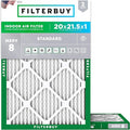 Filterbuy 20x21.5x1 Air Filter MERV 8 Essential Dust & Allergy Defense (2-Pack), Electrostatic Pleated HVAC AC Furnace Filters Replacement, Made in USA (Actual Size: 19.88 x 21.50 x 0.75)