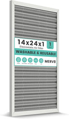 14x24x1 HVAC Furnace Air Filter, Washable Electrostatic Furnace Filter, MERV 8, Lasts a Lifetime, Breathe Fresher, Home And Office (Actual Size:13.38x23.38x0.82)