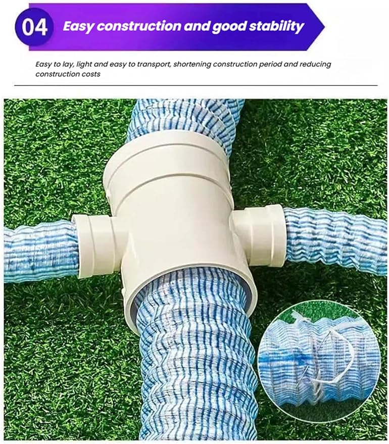 French Drain Pipe，Flexible Underground Drainage Tube,Soft Infiltration Pipe,\U200b DIY Construction Site(5cm/2in 26.2ft)
