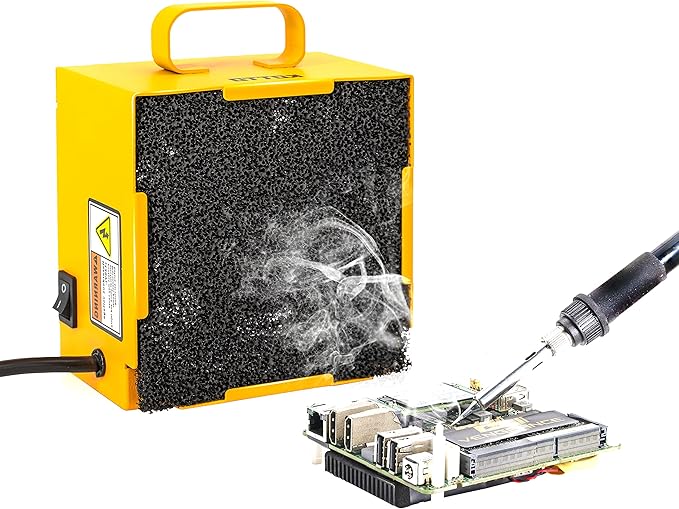 KOTTO Solder Smoke Absorber Remover Fume Extractor Smoke Prevention Absorber DIY Working Fan for Soldering Station (Yellow)