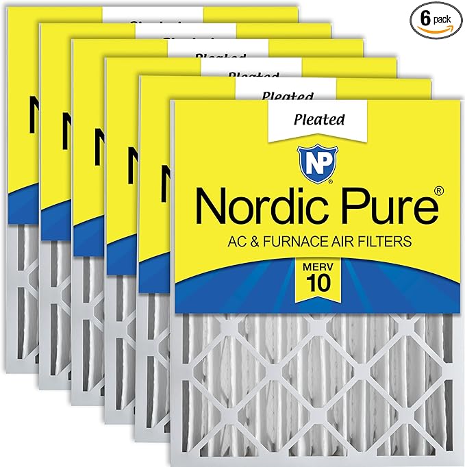Nordic Pure 16x24x4 (Actual Size: 15 3/8 x 23 3/8 x 3 5/8) Pleated MERV 10 Air Filters 6 Pack