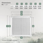 Vent Systems 8" x 8" Inch (Opening Dimensions) - Pack of 10 - Plastic White Soffit Vent Cover - Flat Square Air Vent Grille - Air Vent Deflector - HVAC 10" x 10" Inch (Overall Dimensions)
