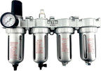 4 STAGE HIGH DUTY INDUSTRIAL GRADE ULTRA CLEAN FILTER REGULATOR COALESCING DESICCANT DRYERS SYSTEM FOR COMPRESSED AIR LINES METAL BOWLS GREAT FOR PAINT SPRAY AND PLASMA CUTTER (1/2"NPT AUTO DRAIN)