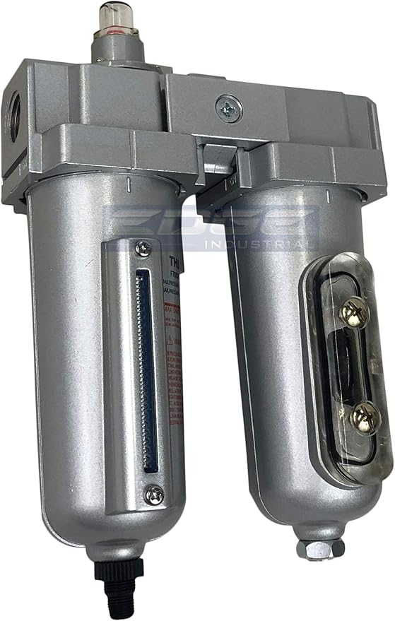 INDUSTRIAL GRADE 3/4" NPT, IN-LINE COALESCING FILTER & DESICCANT AIR DRYER COMBINATION WITH METAL BOWLS FOR SPRAY GUN EQUIPMENT PAINT BOOTH COMPRESSOR, PLASMA CUTTER (With Auto Drain)