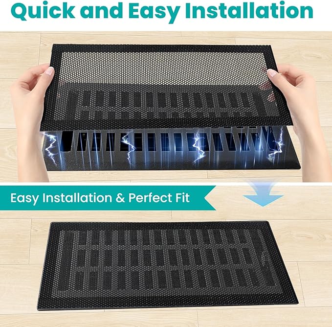 Efforest Floor Vent Covers Magnetic - 6 Pack Air Vent Filters Mesh Screen Dust Filter Vent Register Deflectors for Home HVAC AC Grilles & RV Vents - Strong Hold Washable (4x12 inch)