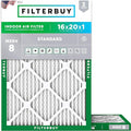 Filterbuy 16x20x1 Air Filter MERV 8 Essential Dust & Allergy Defense (2-Pack), Electrostatic Pleated HVAC AC Furnace Filters Replacement, Made in USA (Actual Size: 15.50 x 19.50 x 0.75)