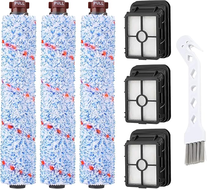 JORAIR Replacements Compatible with Bissell CrossWave, 3 Multi-Surface Brush Roll 1868 + 3 Vacuum Filter 1866 Vacuum Filter, Compare to Part 1608683, 160-8683, 1608684