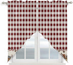 Swag Curtain Valances for Kitchen Windows,Farm Barn Western Star on Vintage Short Rod Pocket Window Valance,Red Buffalo Plaid Swag Topper for Bedroom Living Room,2 Panels 36x63in