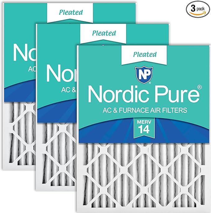 Nordic Pure 16x20x2 (Actual Size: 15 1/2 x 19 1/2 x 1 3/4) Pleated MERV 14 Air Filters 3 Pack
