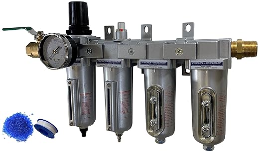THB 4 Stage High Flow 70 Series Industrial Ultra Clean Compressed Air Filter Regulator Dryer Combination (3/4" NPT, AUTO Drain)