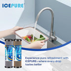 ICEPURE 2-Stage 2.5" x 10" Whole House Water Filter Cartridge Replacement Combo Kit, 1 Micron Activated Carbon Block Filter and KDF Compatible with WFPFC9001, SCWH-5, WHCF-WHWC, FXWTC, CBC-10, 2 PACK