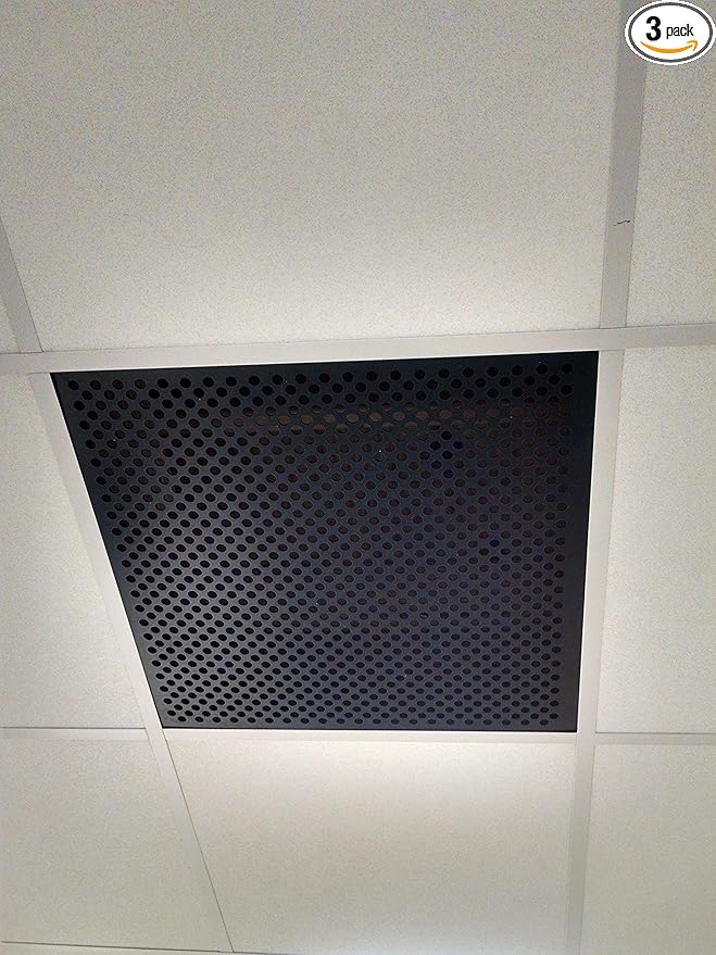 2'x2' Black Plastic Perforated Tile, 3 Pack, with 1/2" Holes