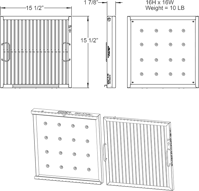 Captrate COMBO Stainless Steel Baffle Restaurant Hood Filter, 16" high x 16" wide