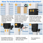 WADEO Rainwater Collection System, Downspout Diverter Fits for 2"x 3" or 3"x 4" Residential Downspouts, Rain Barrel Diverter Kit with Adjustable Valve and Filter, 5FT Hose, Black