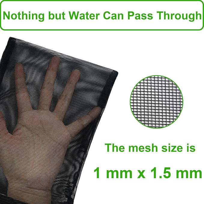 10 Pcs 10" x 7" Aquarium Filter Media Bags, Fish Tank Media Mesh Filter Bags with Zipper, Black Mesh Reusable Bags for Activated Carbon, Ceramic Rings, etc.