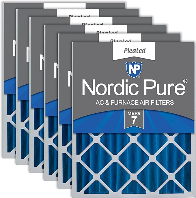 Nordic Pure 20x25x4 (Actual Size: 19 1/2 x 24 1/2 x 3 5/8) Pleated MERV 7 Air Filters 6 Pack